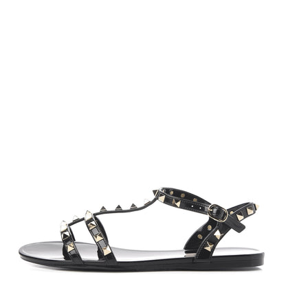 Valentino Garavani PVC Jelly Rockstud Caged Sandals 39 Black 1 of 8