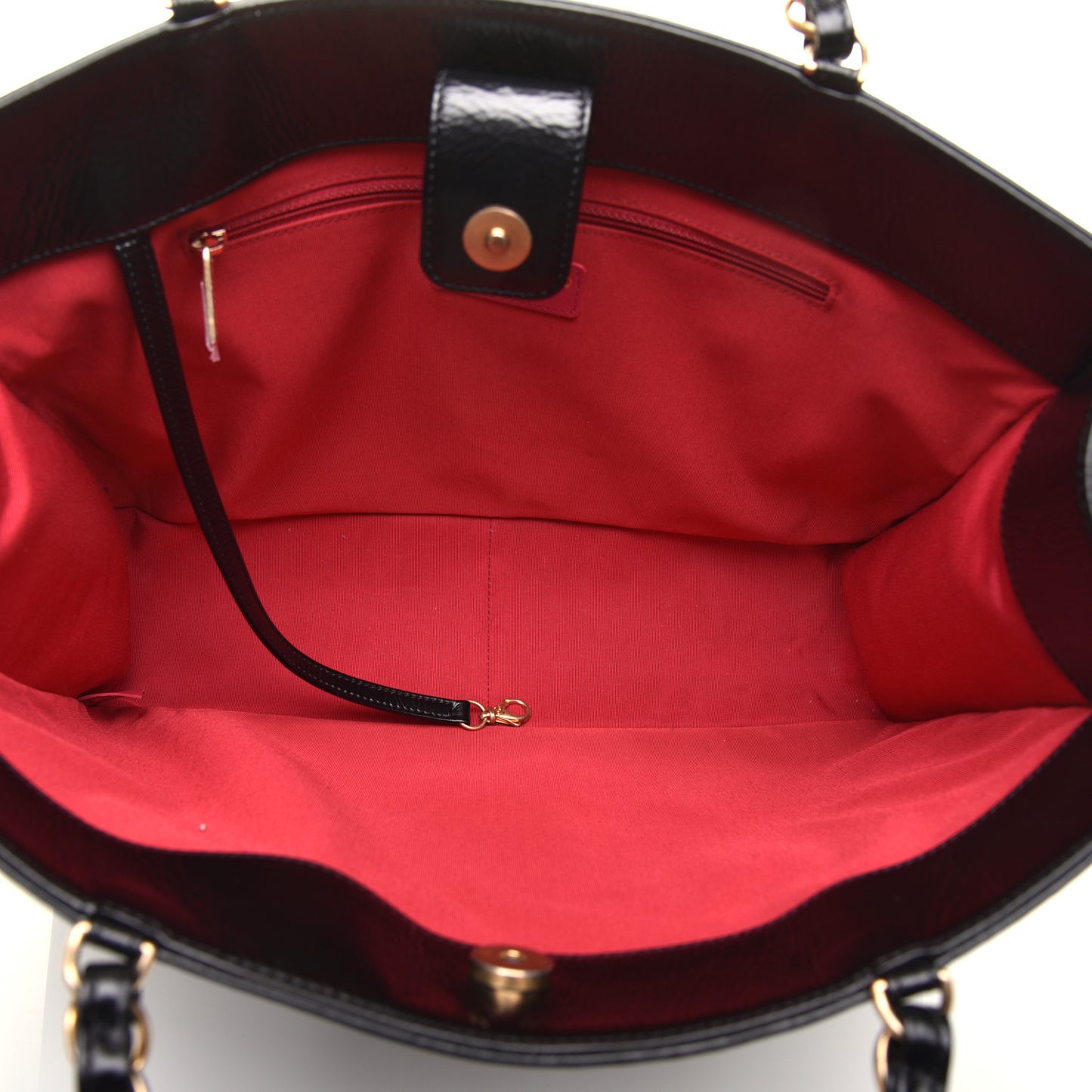 Shiny Aged Calfskin Shopping Bag Black
