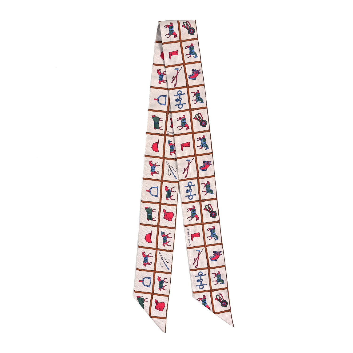 Hermes Silk Couvertures Et Tenues Twilly Creme Brun Rose 2 of 4