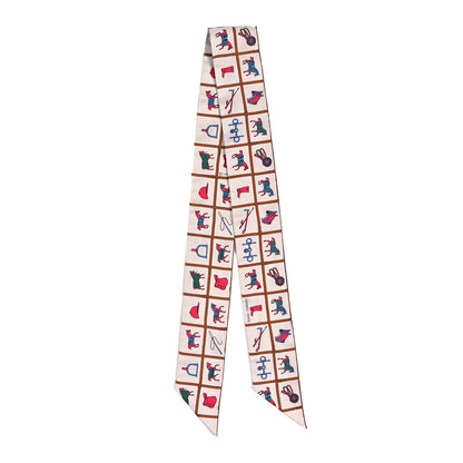 Hermes Silk Couvertures Et Tenues Twilly Creme Brun Rose 2 of 4