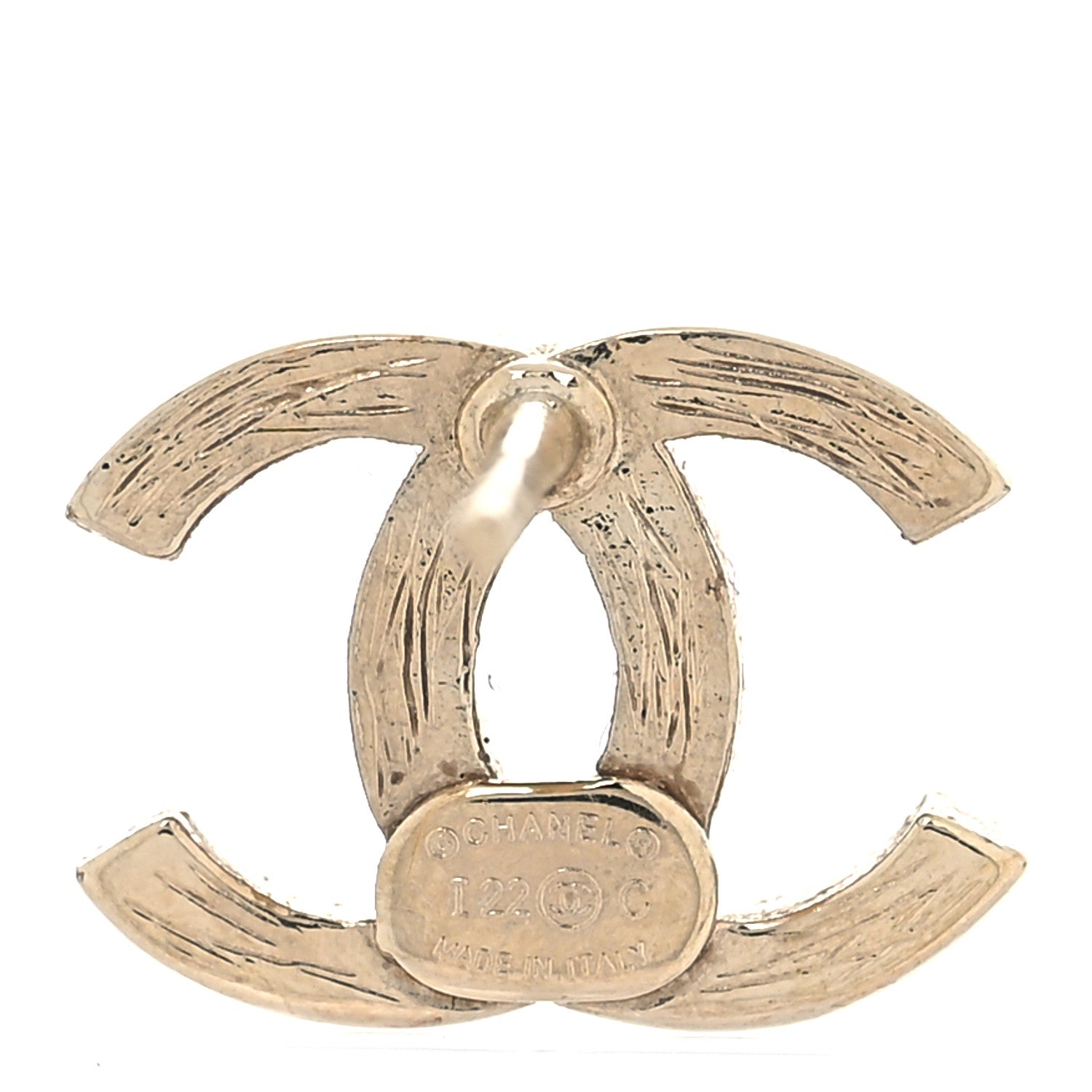 Chanel Metal Crystal CC Chain Cuff Earrings Gold 4 of 5