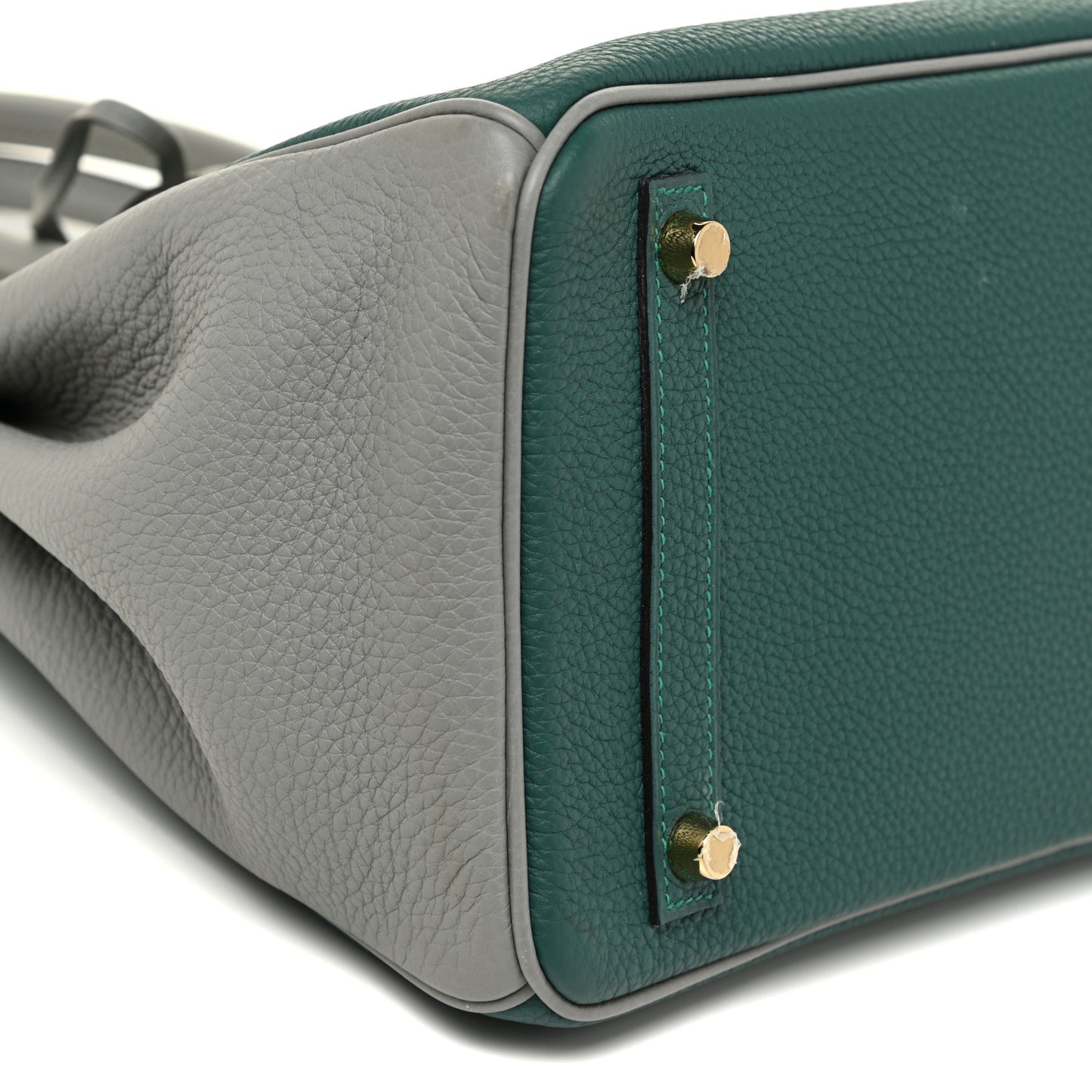 Togo Bi-Color Horseshoe Birkin 30 Malachite Gris Mouette