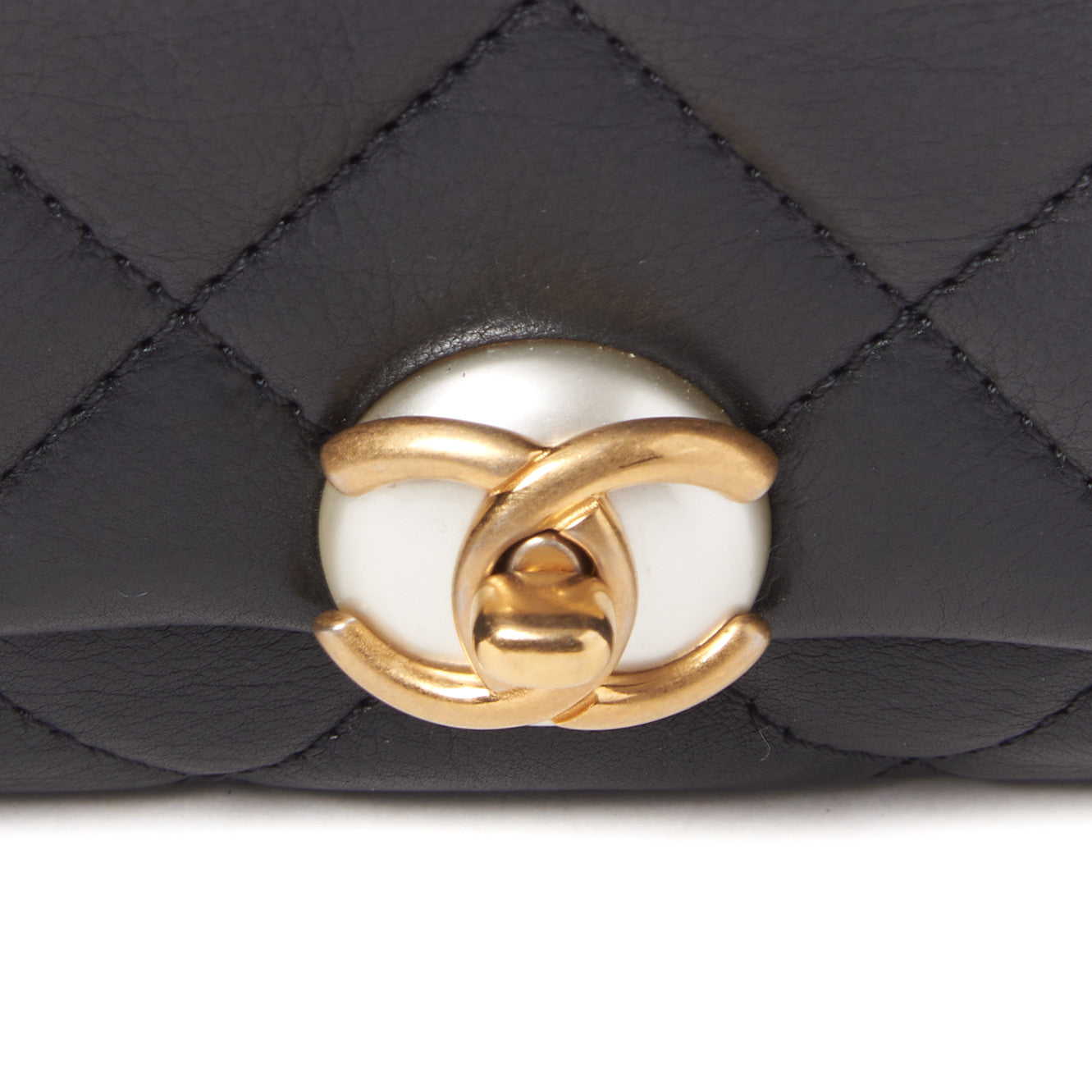 Chanel Calfskin Quilted Accordion Pearl CC Flap Bag Black 7 of 9