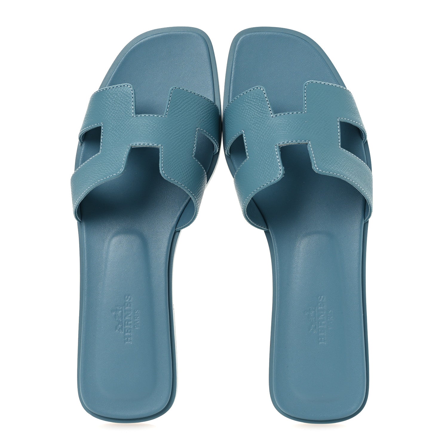 Hermes Epsom Oran Sandals 38 New Blue Jean 2 of 11