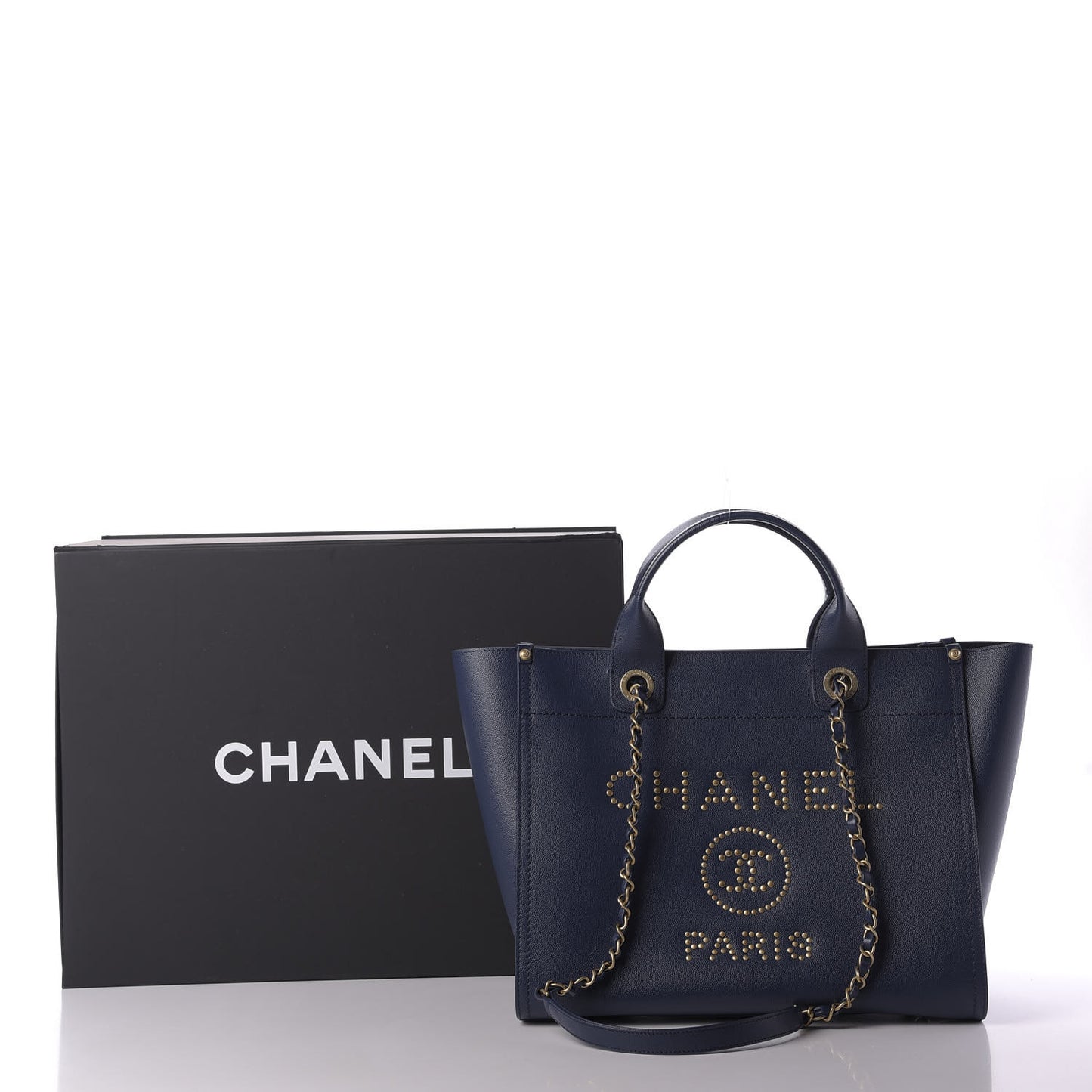 Caviar Small Studded Deauville Tote Navy
