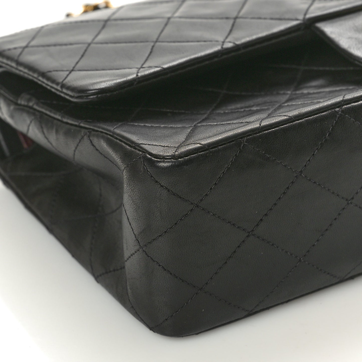 Lambskin Quilted Medium Double Flap Black