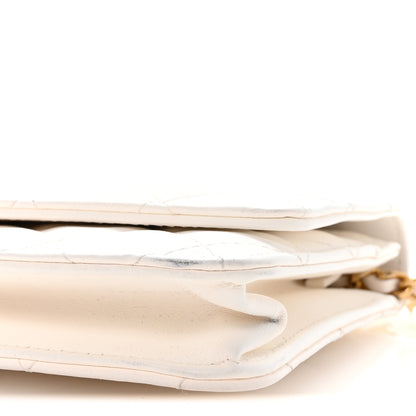 Chanel Lambskin Quilted Romance Wallet On Chain WOC White 11 of 12