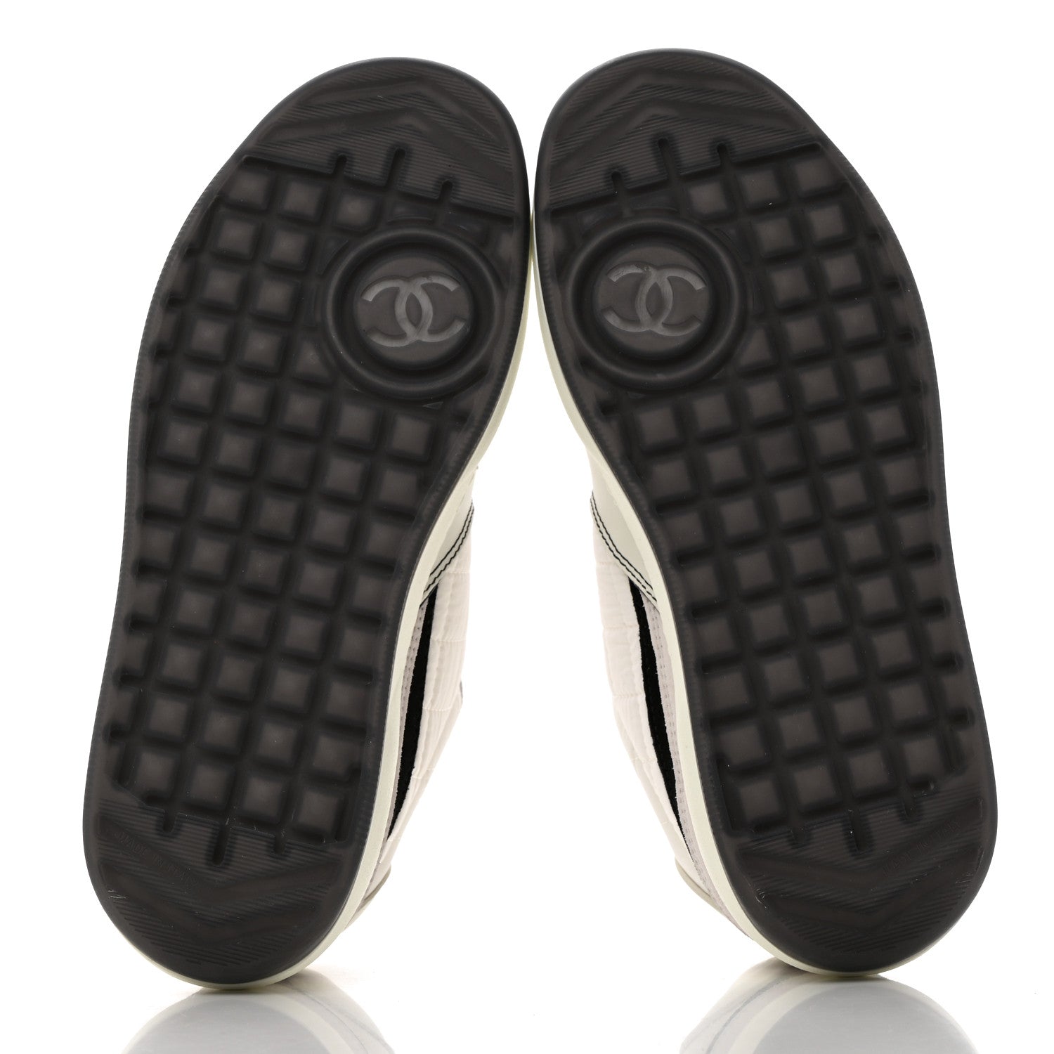 Chanel Suede Fabric Calfskin Womens CC Sneakers 36 White Light Gray 5 of 8