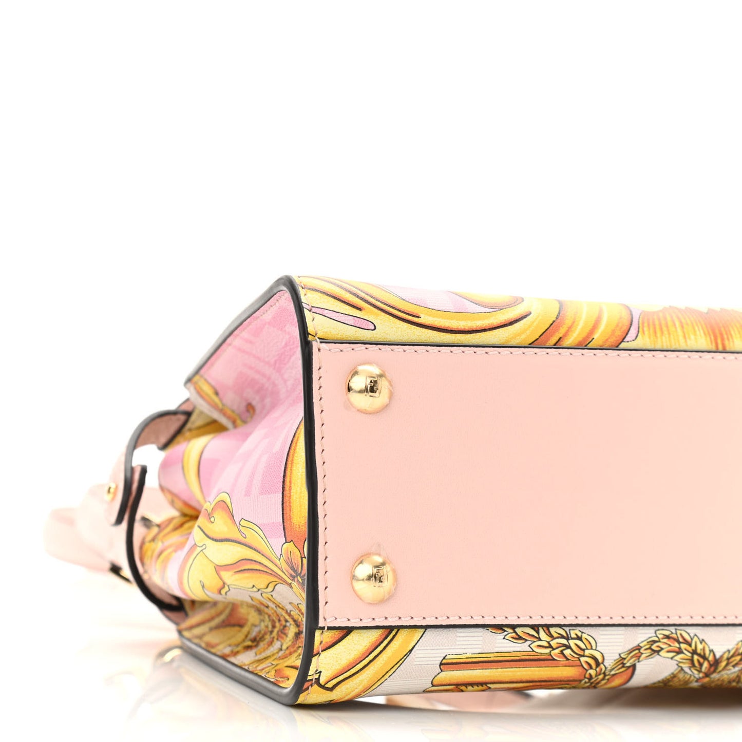 X VERSACE Vitello Seta Nappa Fendace FF Baroque Mini Peekaboo Iconic Satchel Pink Gold