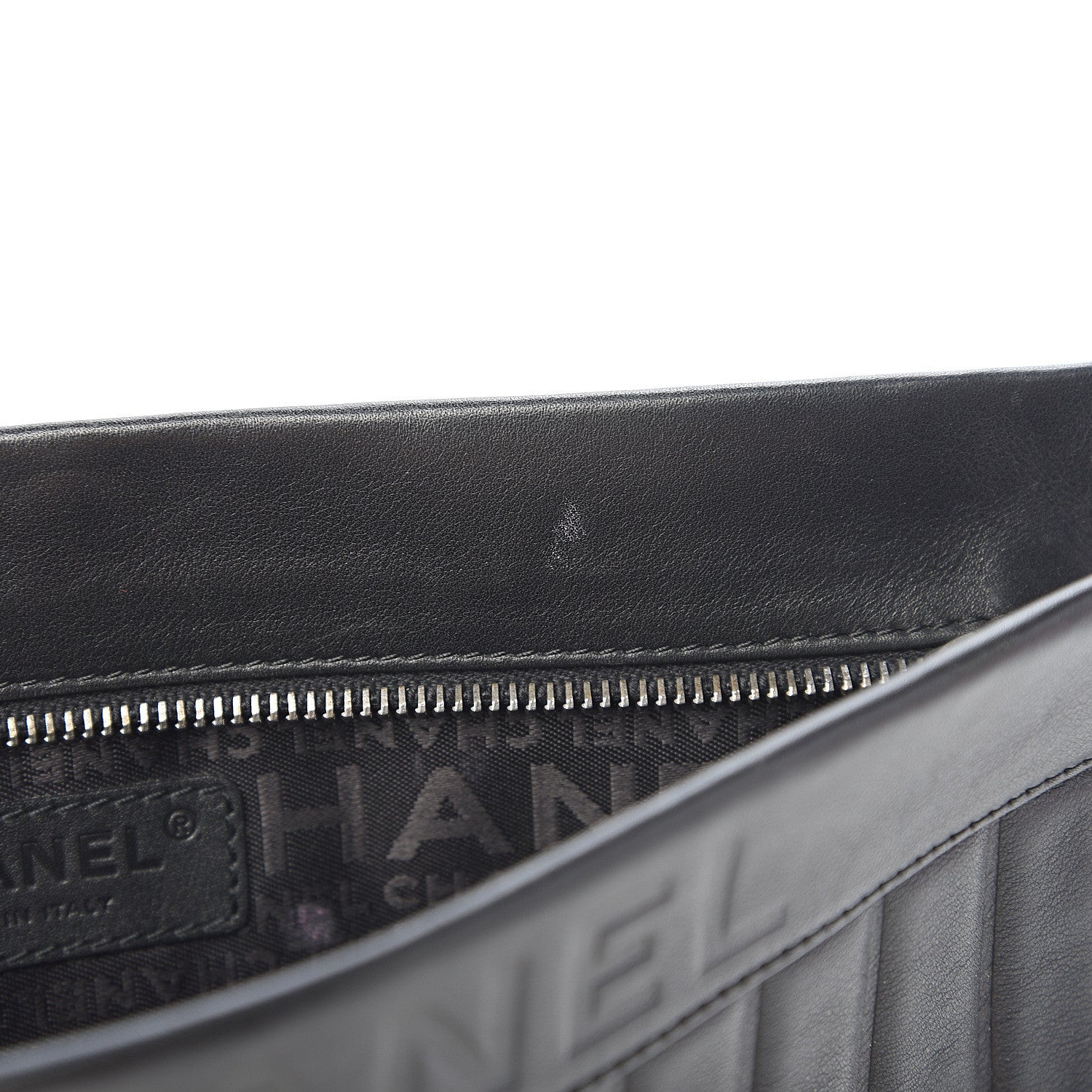 Chanel Calfskin Vertical Quilted Lax Clutch With Chain Black 8 of 10