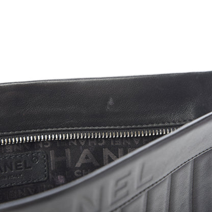 Chanel Calfskin Vertical Quilted Lax Clutch With Chain Black 8 of 10