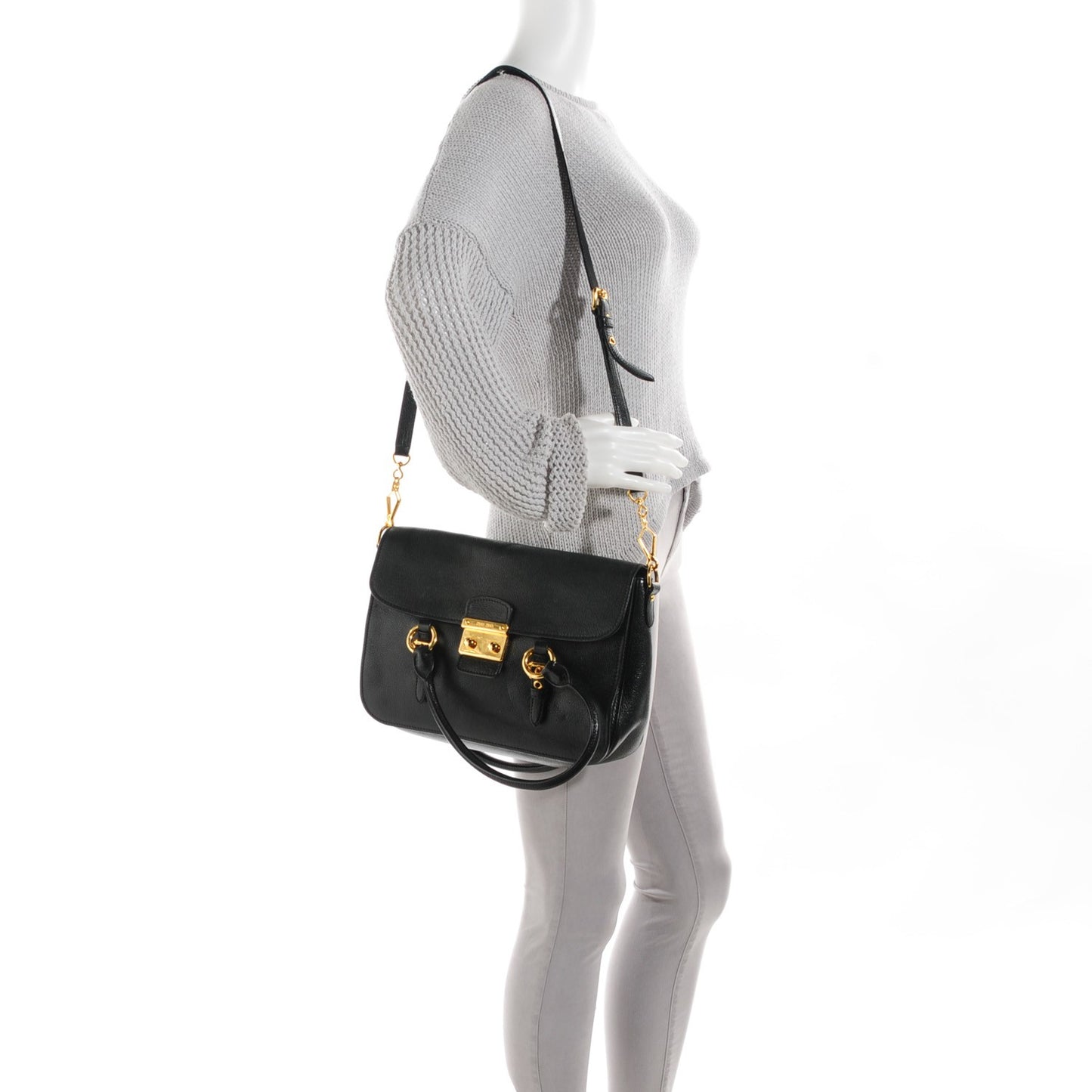 Goatskin Madras Crossbody Bag Nero Black