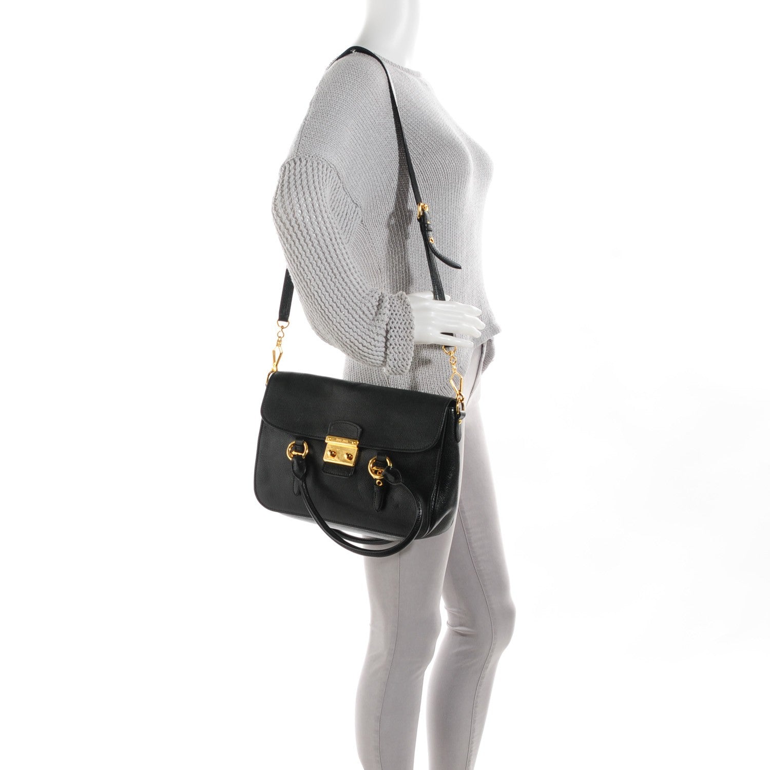 Miu Miu Goatskin Madras Crossbody Bag Nero Black 2 of 8