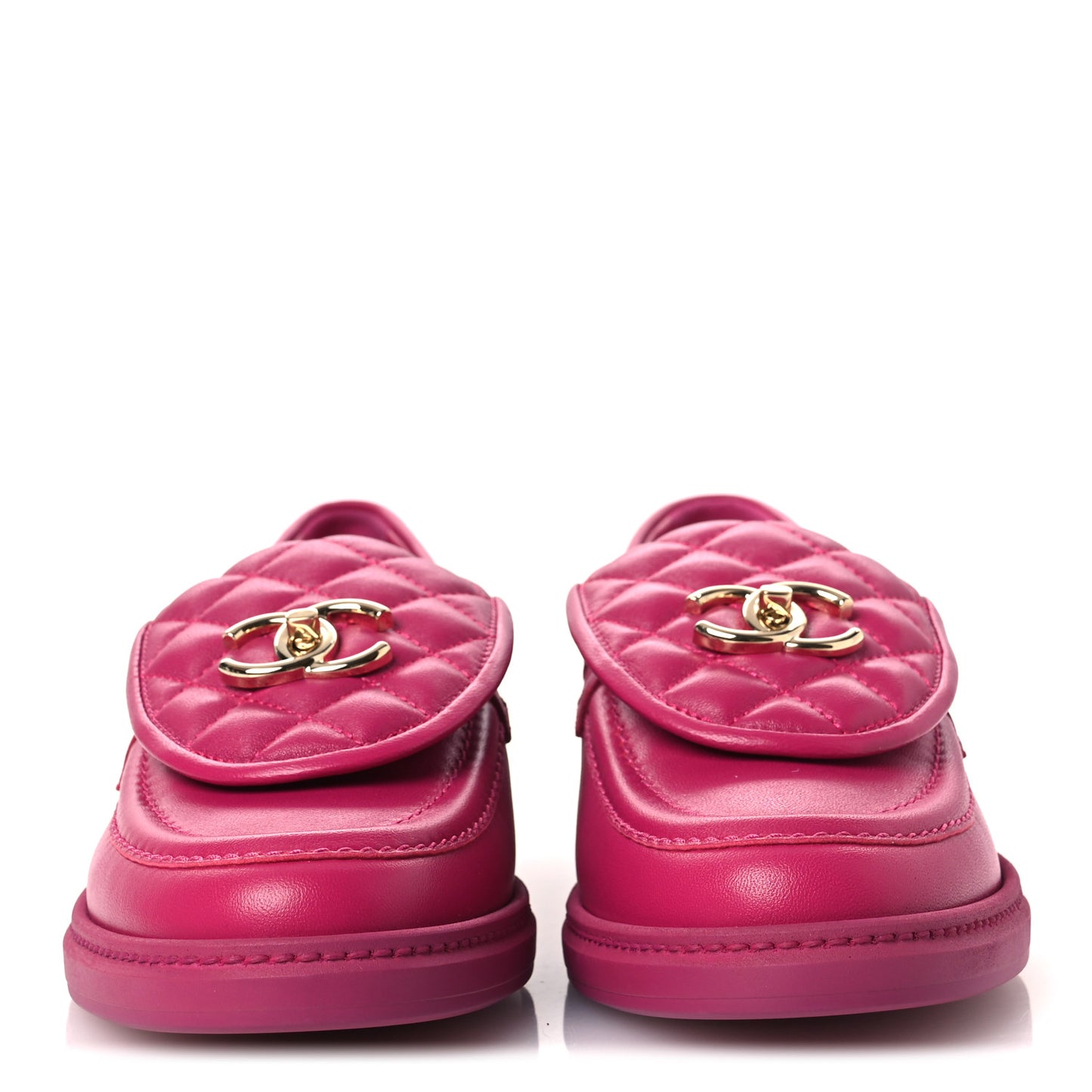 Lambskin Quilted CC Turnlock Loafers 39 Fuchsia