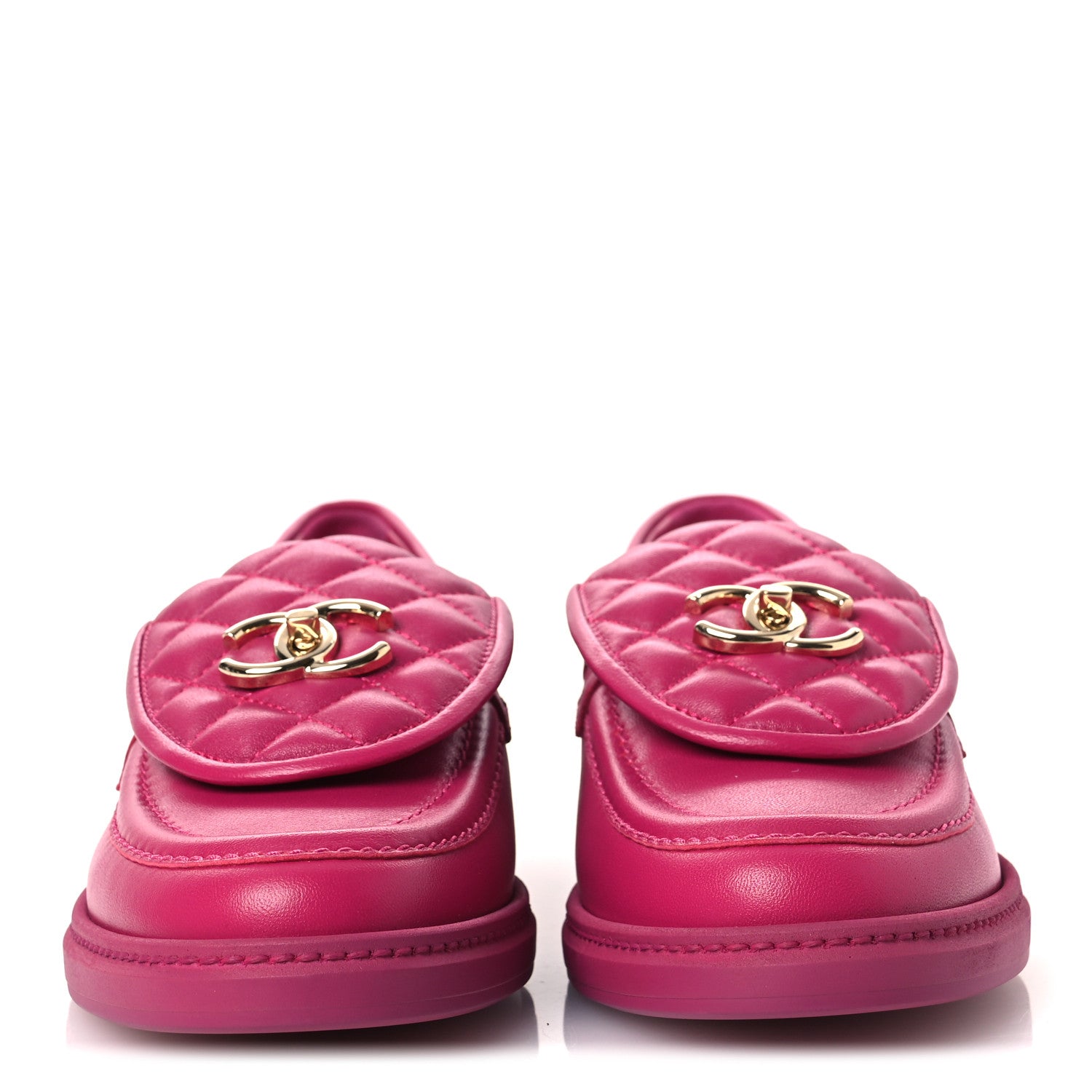 Chanel Lambskin Quilted CC Turnlock Loafers 39 Fuchsia 3 of 12