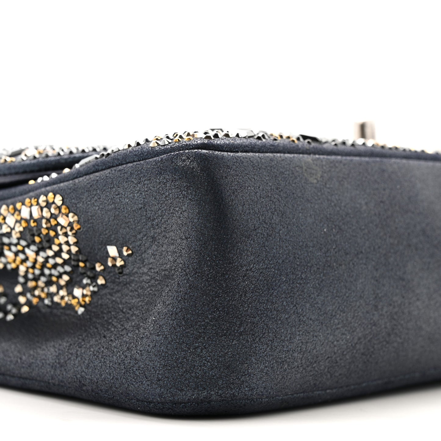 Oxidized Goatskin Strass Buonasera Medium Flap Dark Blue