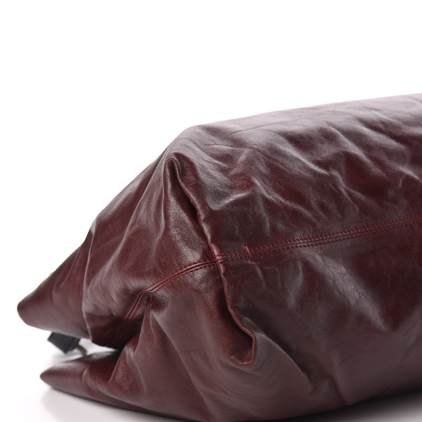 Crinkled Lambskin Tote Black Burgundy