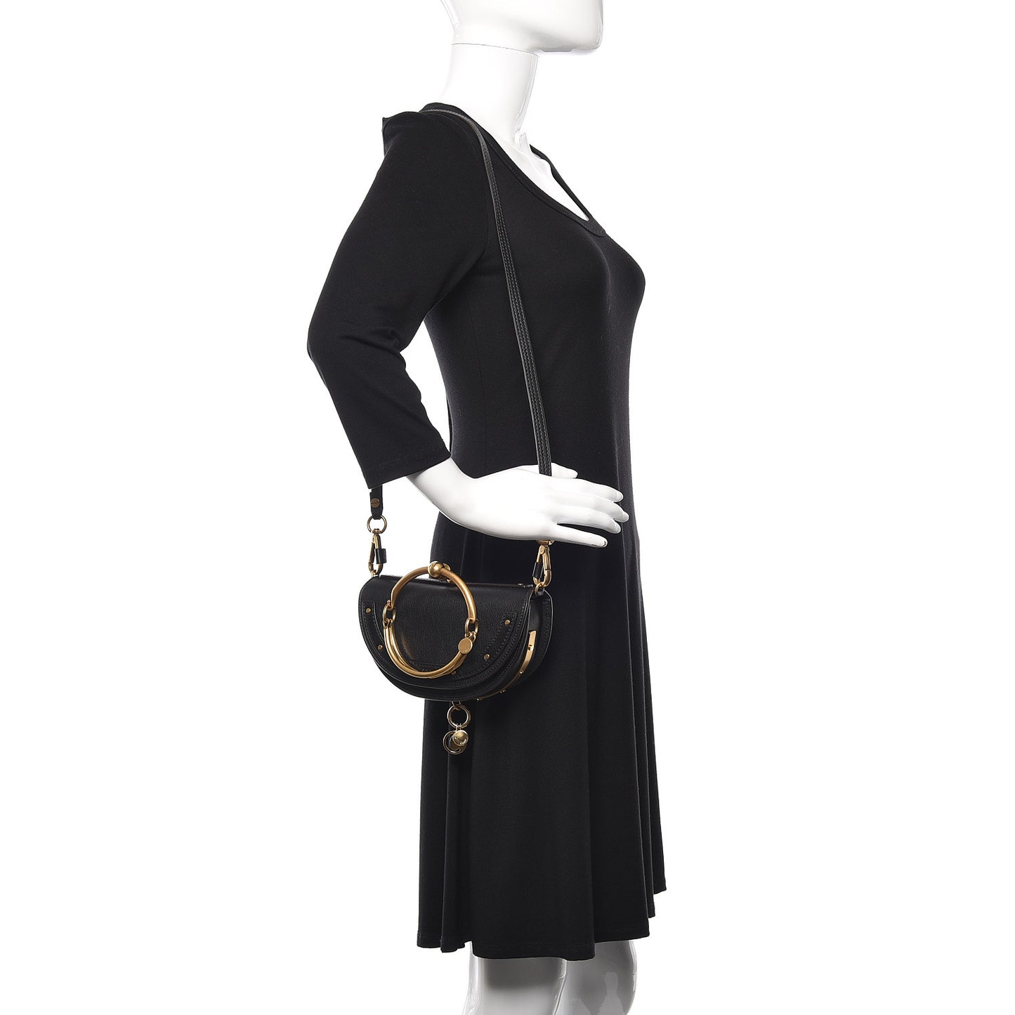 Calfskin Small Nile Bracelet Minaudiere Bag Black