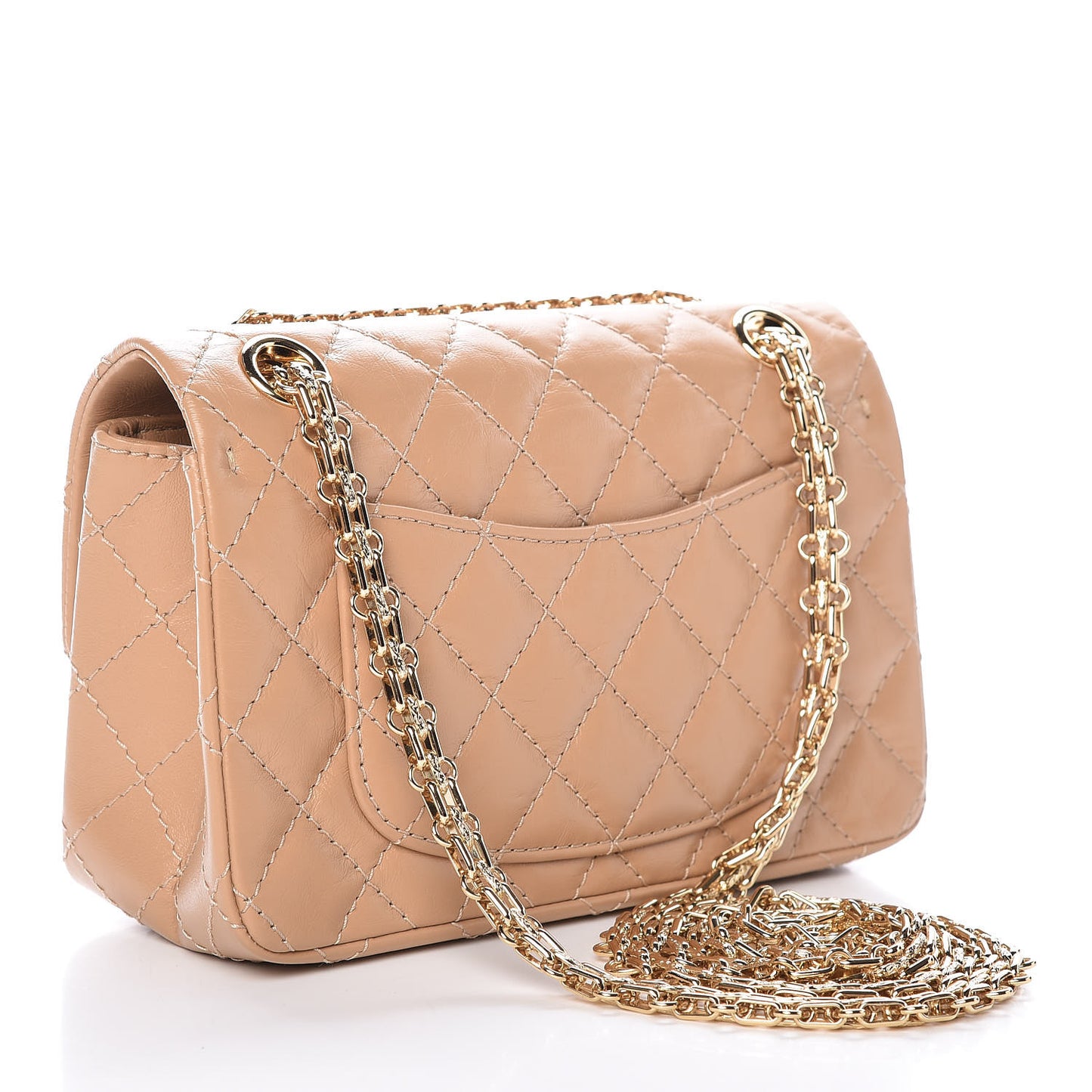 Aged Calfskin Quilted 2.55 Reissue Mini Flap Beige
