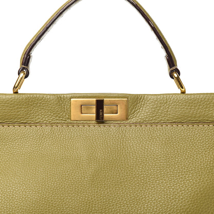 Fendi Cuoio Romano Selleria Large Peekaboo Iconic Satchel Muschio Moro 13 of 16