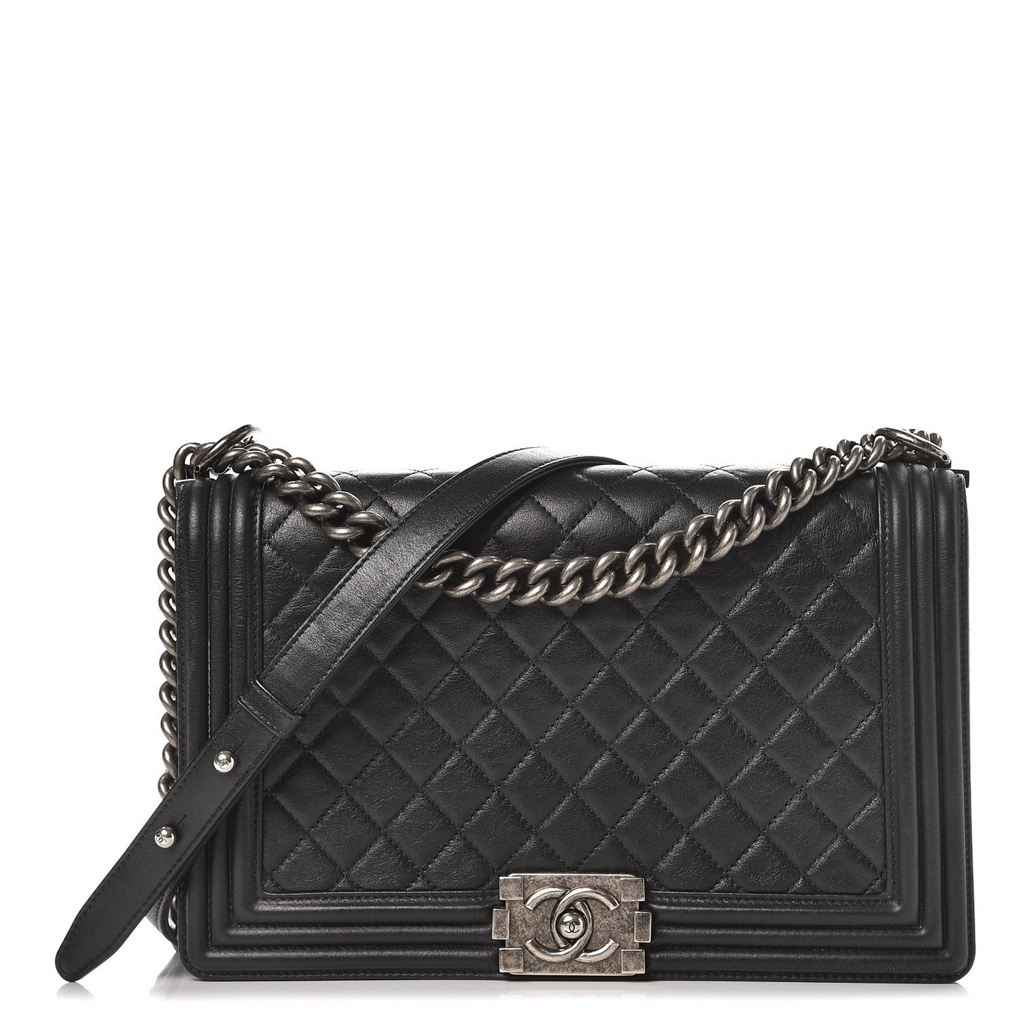 Calfskin Quilted New Medium Boy Flap Black