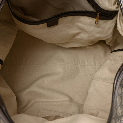 Gucci GG Supreme Monogram Textured Dollar Calfskin Web Large Savoy Duffle Bag Beige Ebony New Acero 4 of 12