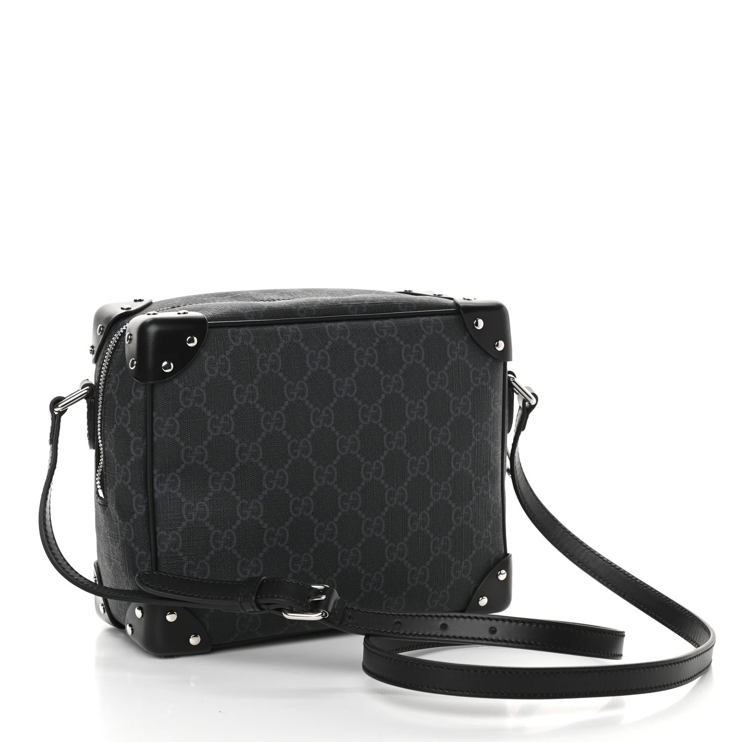 GG Supreme Monogram Selleria Calfskin Square Messenger Bag Black