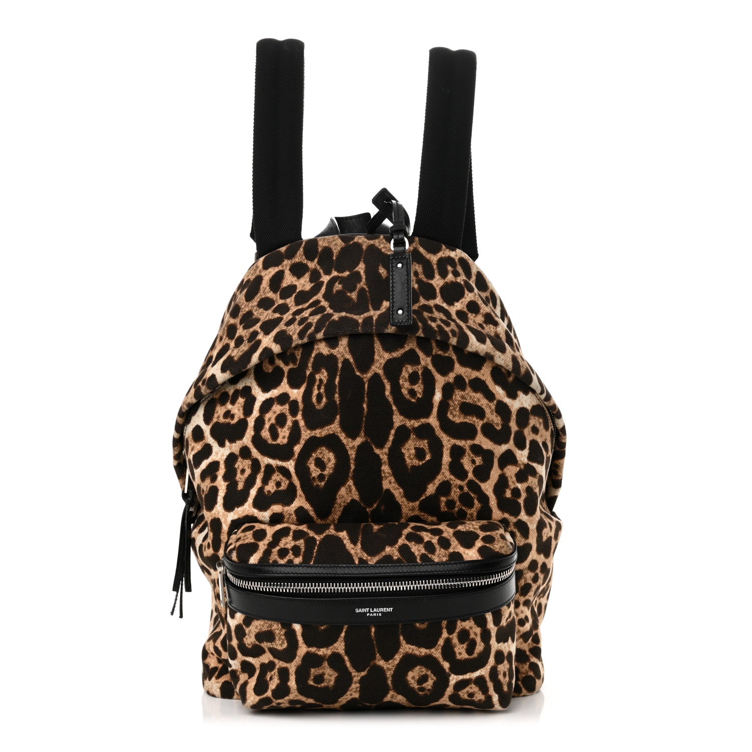 Saint Laurent Canvas Leopard Print City Backpack Light Natural 1 of 10