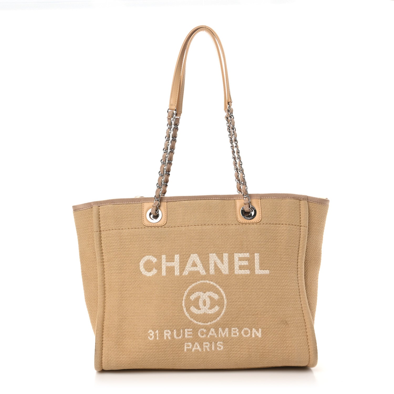 Chanel Mixed Fibers Small Deauville Tote Beige 1 of 11