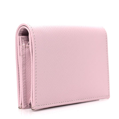 Prada Saffiano Triangle Flap Compact Wallet Black Light Pink 3 of 7