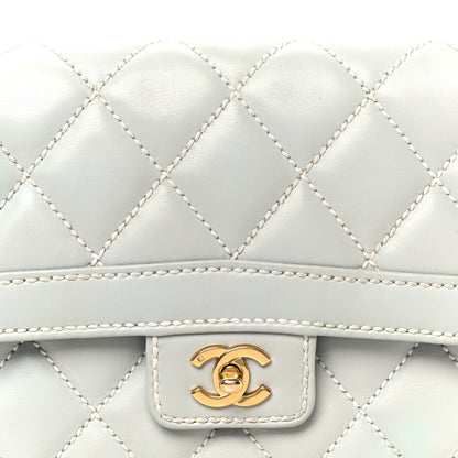 Chanel Calfskin Quilted Wild Stitch Large Flap Light Blue 9 of 11