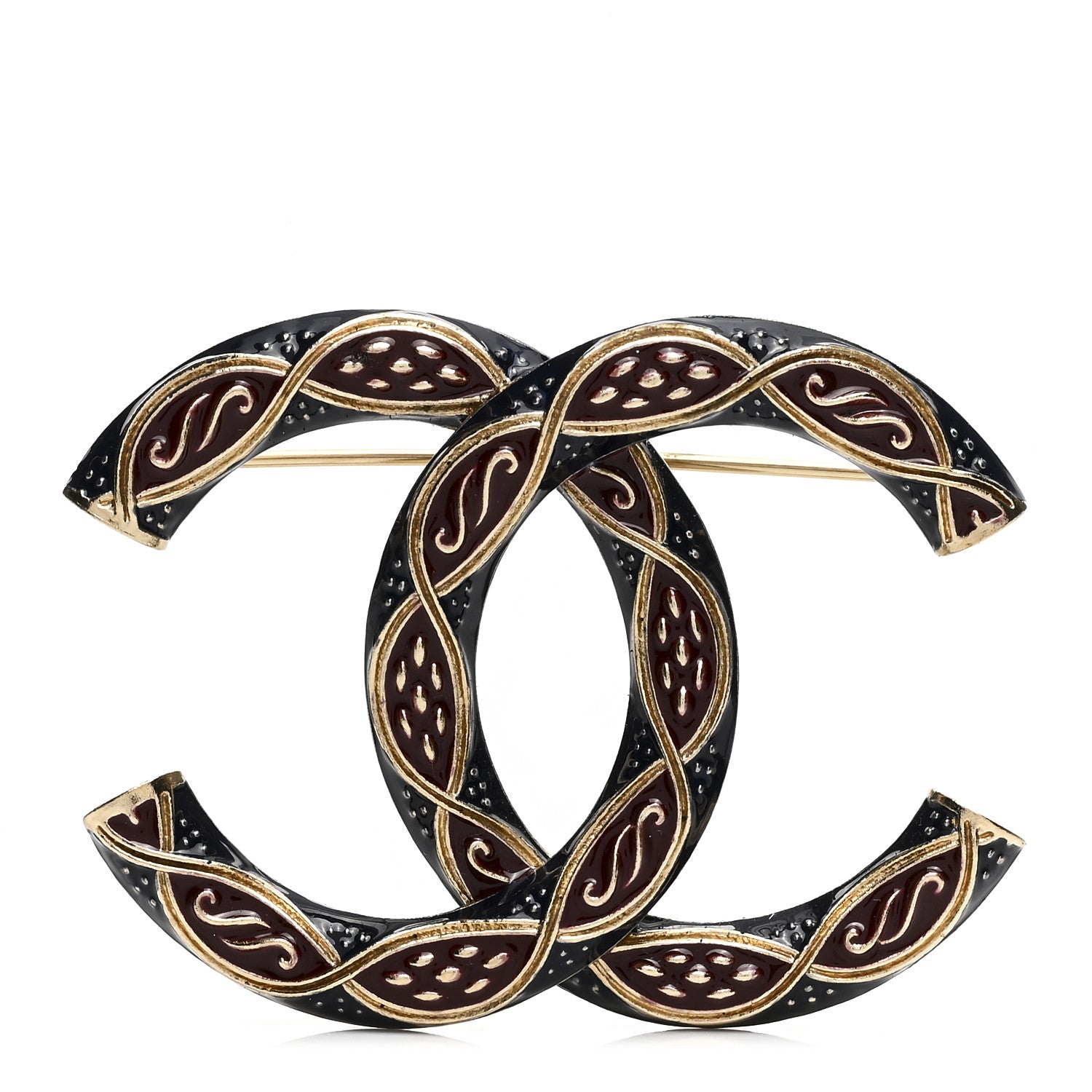 Chanel Resin CC Brooch Gold Red Blue 1 of 4