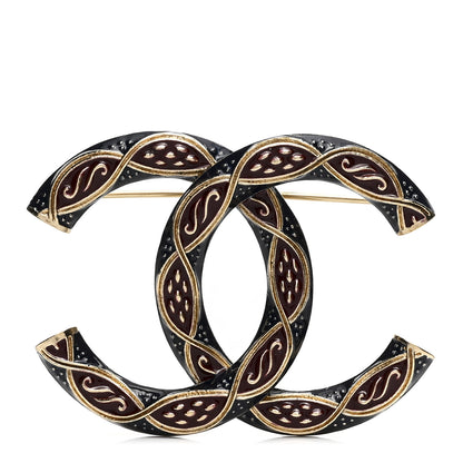 Chanel Resin CC Brooch Gold Red Blue 1 of 4