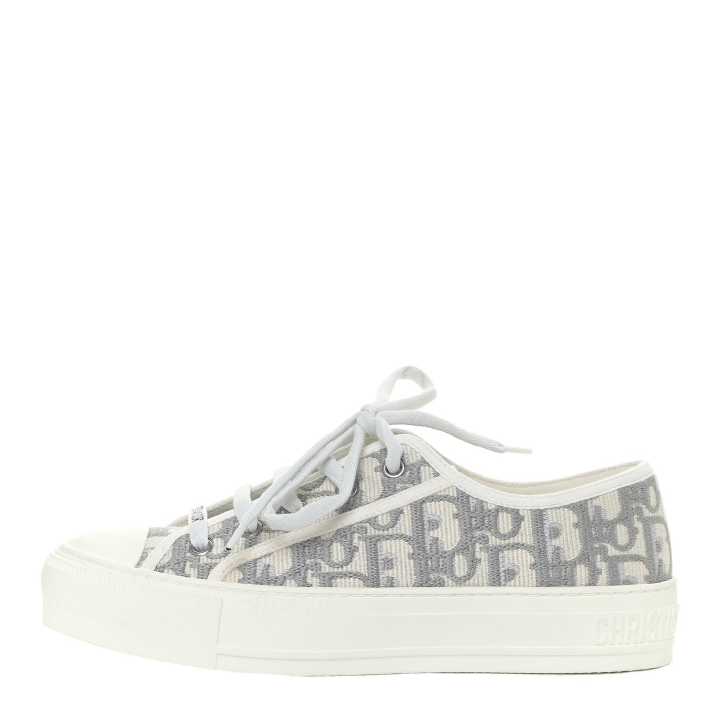 Canvas Oblique Walk'N'Dior Low Top Sneakers 36.5 Grey Stone