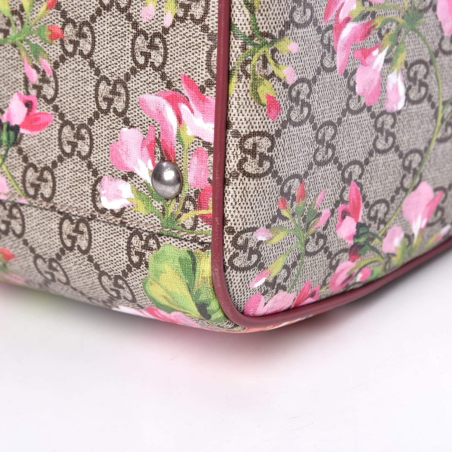Gucci GG Supreme Monogram Blooms Medium Boston Beige Multicolor Dry Rose 14 of 15