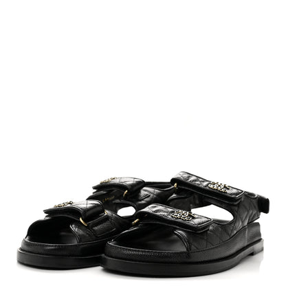 Chanel Grained Calfskin Velcro Dad Sandals 39.5 Black 4 of 11