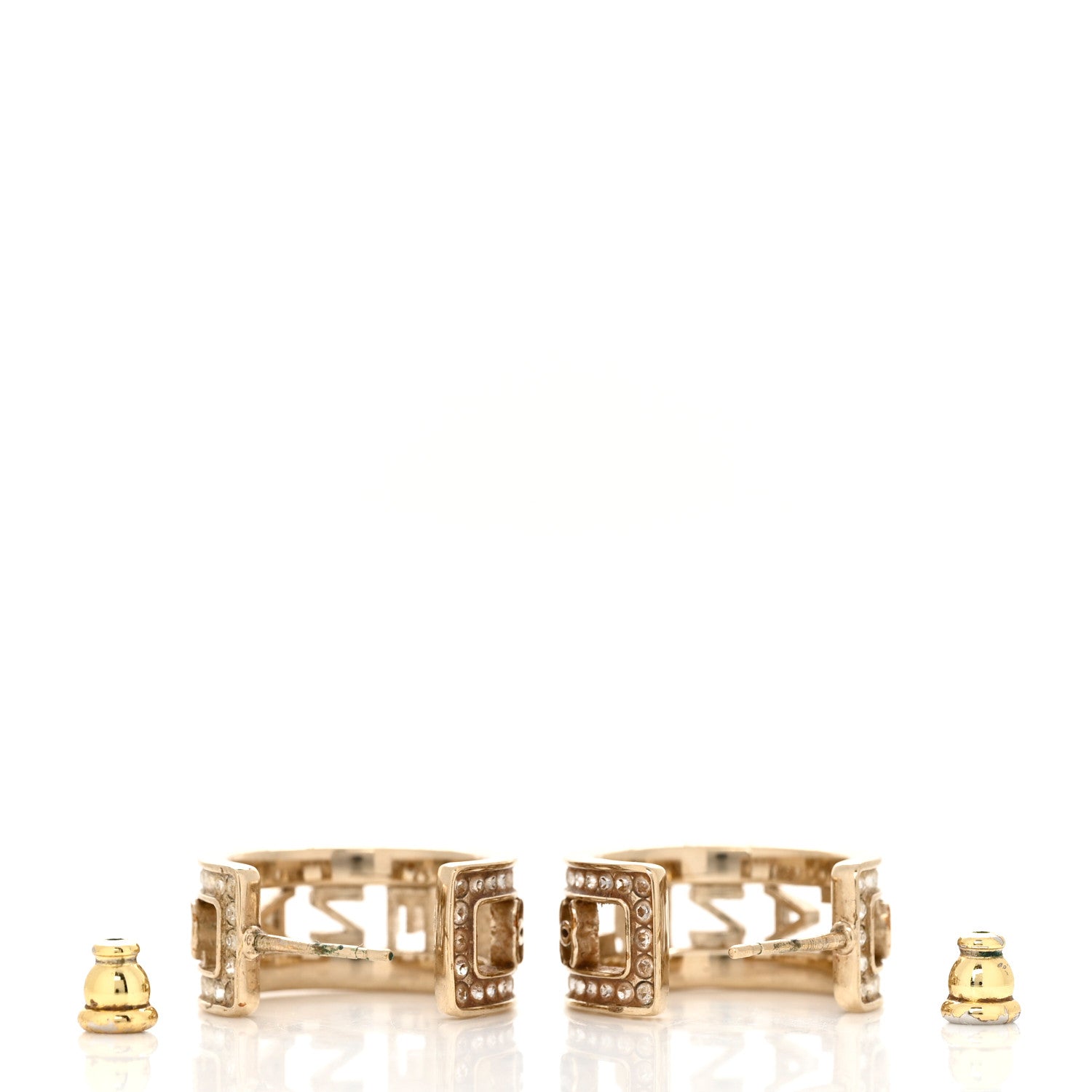 Chanel Metal Crystal Bow-tiful CC Hoop Earrings Gold 3 of 4