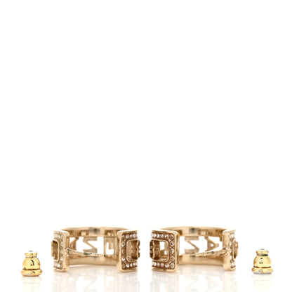 Chanel Metal Crystal Bow-tiful CC Hoop Earrings Gold 3 of 4