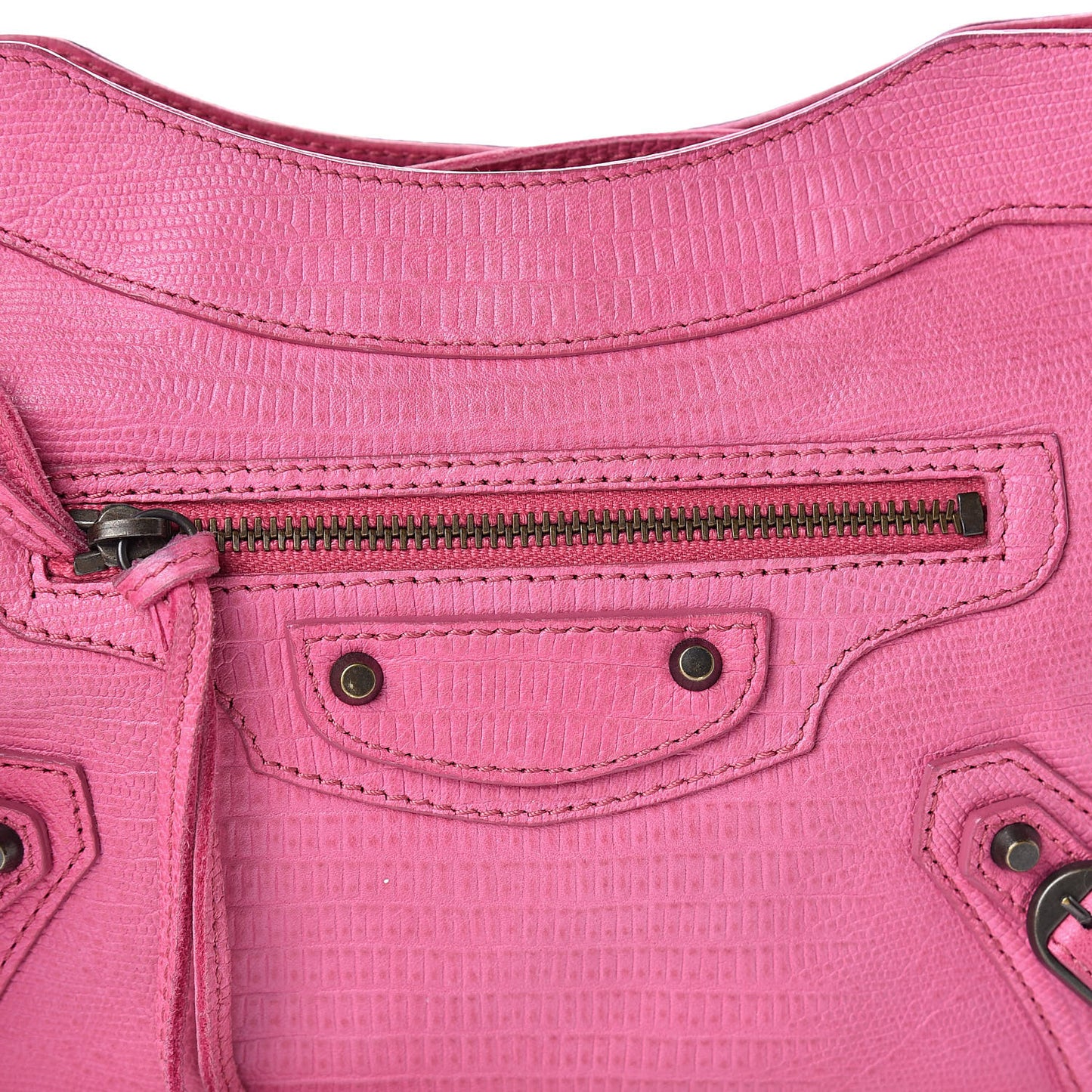 Agneau Lizard Embossed Classic Hardware Hip Hip Pink