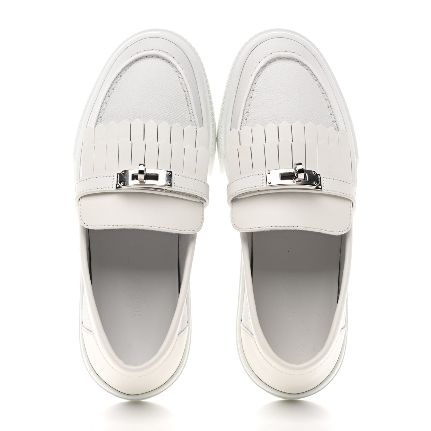 Epsom Calfskin Game Slip On Fringe Sneakers 38 White