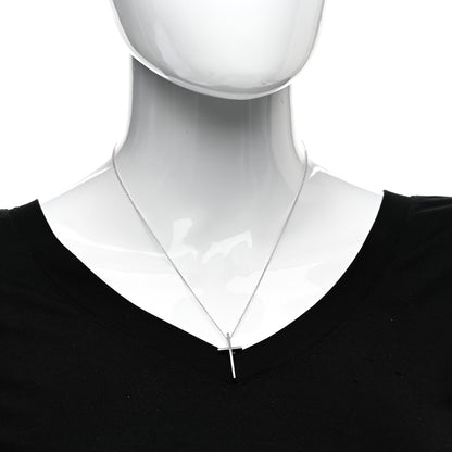 Tiffany 18K White Gold Metro Cross Pendant Necklace 2 of 4
