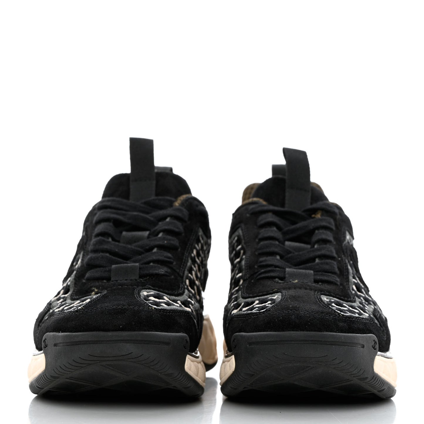 Suede Calfskin Embroidered CC Sneakers 38 Black