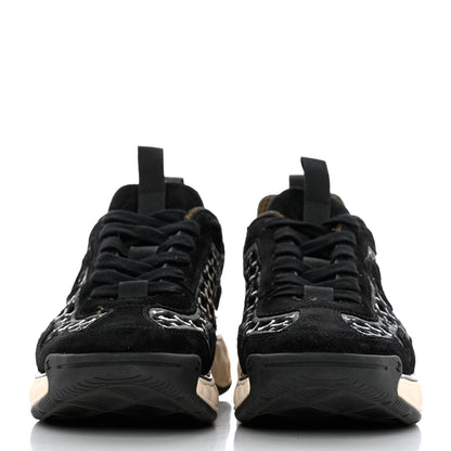 Chanel Suede Calfskin Embroidered CC Sneakers 38 Black 2 of 9