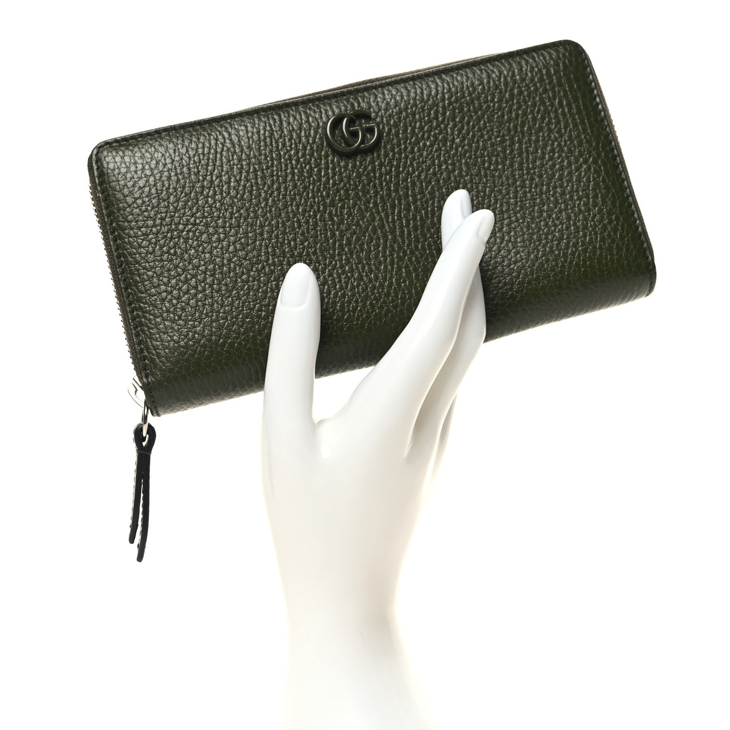 Dollar Calfskin Monochrome GG Marmont Zip Around Wallet Military Wood