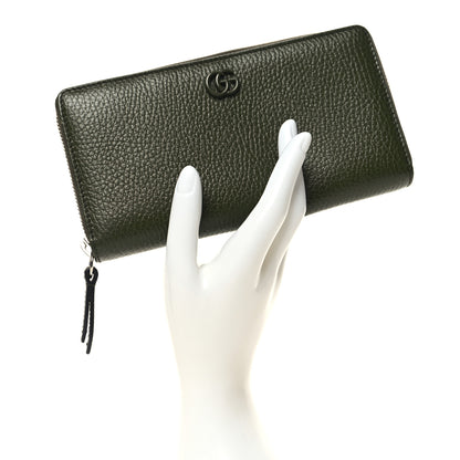 Gucci Dollar Calfskin Monochrome GG Marmont Zip Around Wallet Military Wood 2 of 9
