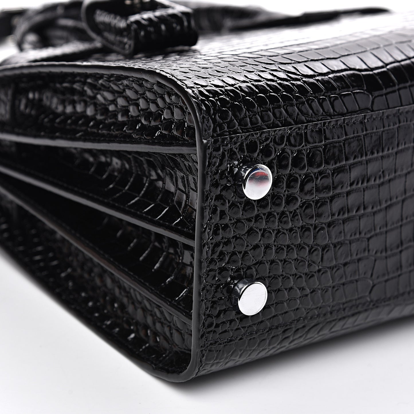 Calfskin Crocodile Embossed Nano Sac De Jour Black