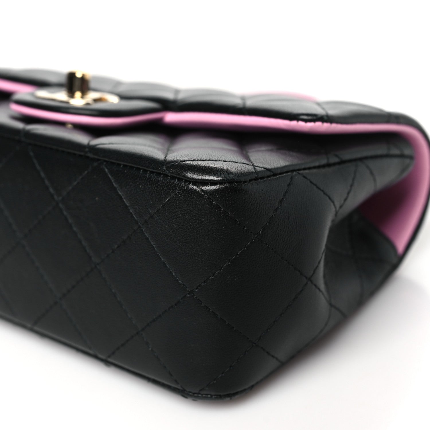 Chanel Lambskin Quilted Bi-Color Mini Top Handle Rectangular Flap Black Lilac 10 of 10