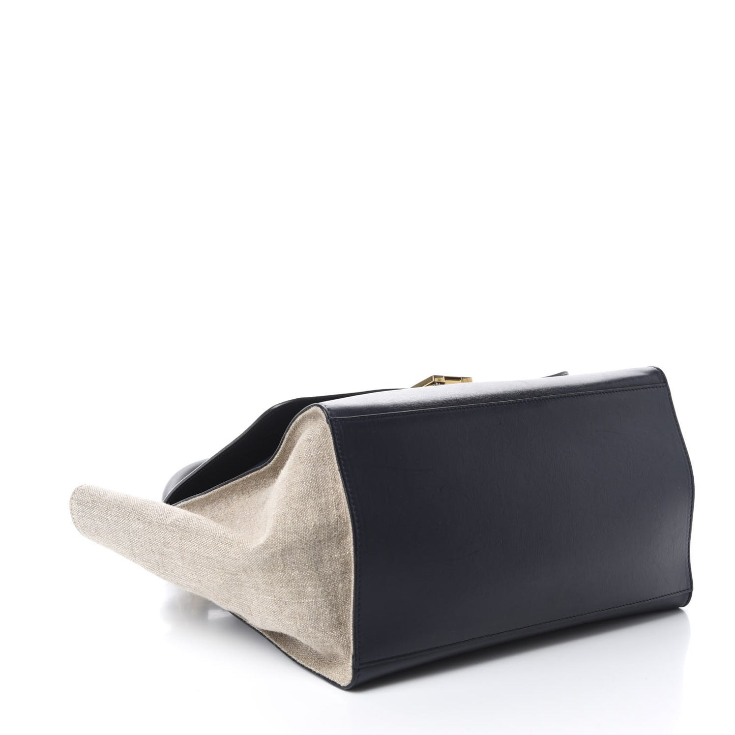 Smooth Calfskin Linen Medium Tri-Color Trapeze Black Navy Blue