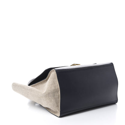 Celine Smooth Calfskin Linen Medium Tri-Color Trapeze Black Navy Blue 4 of 13