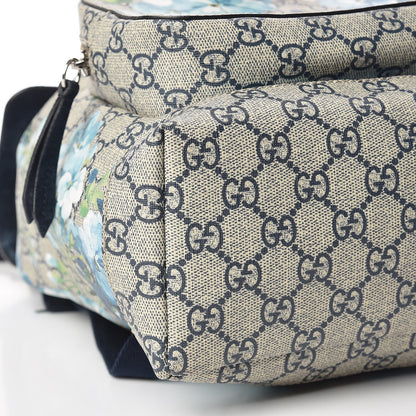 Gucci GG Supreme Monogram Blooms Small Single Buckle Backpack Beige Blue Navy 8 of 9